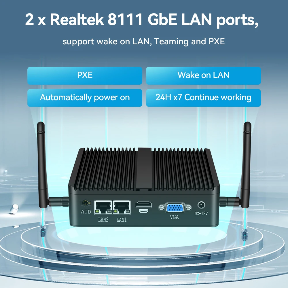 Мини-ПК без вентилятора процессор Intel Celeron J4125 8 Гб DDR4 128 SSD 2x Gigabit LAN RS232 COM 300M WiFi