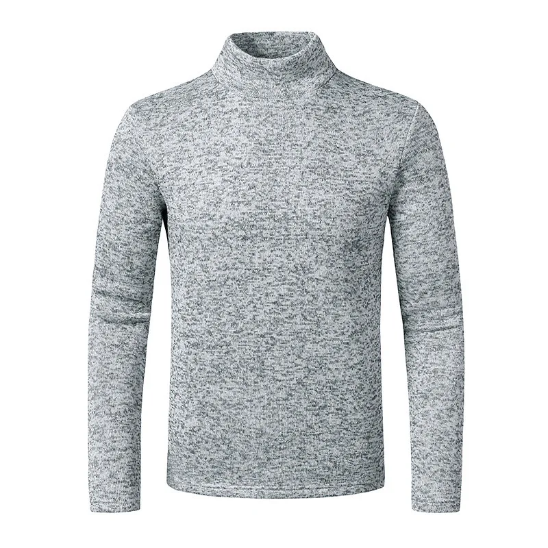 

Autumn 2021 new European and American autumn and winter men's solid color slim turtleneck snowflake warm fleece base sweater