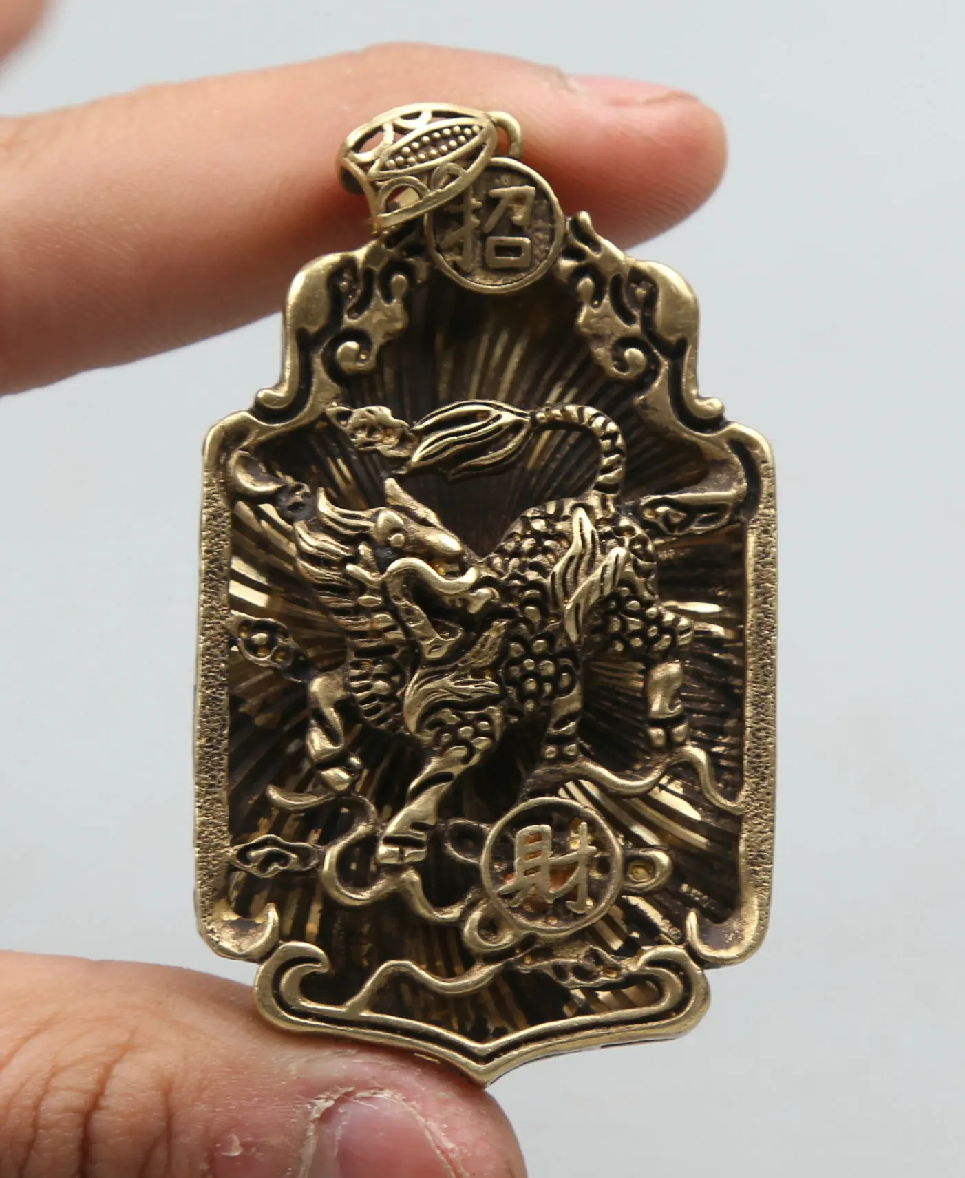 

64MM/2.5"Collect Curio Rare Chinese Fengshui Small Bronze Exquisite Animal Qilin Kylin Unicorn Wealth Pendant Statuary Statue29g