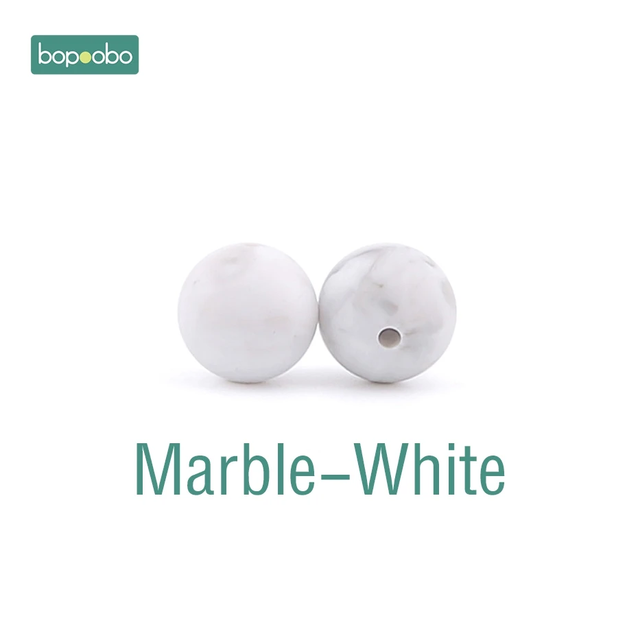 Marble-White Bopoobo 30 шт. 12 мм пищевой силиконовый Прорезыватель для зубов детский уход за зубами DIY стартовый набор силиконовые бусины Экологичные Детские аксессуары - Цвет: Marble-White