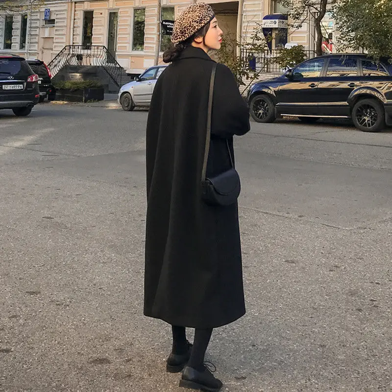 

Fashion 2020 Female Winter New Imitation Cashmere Coats Single-breasted Suit Lapel Design Loose Korean Style Long Jackets M657