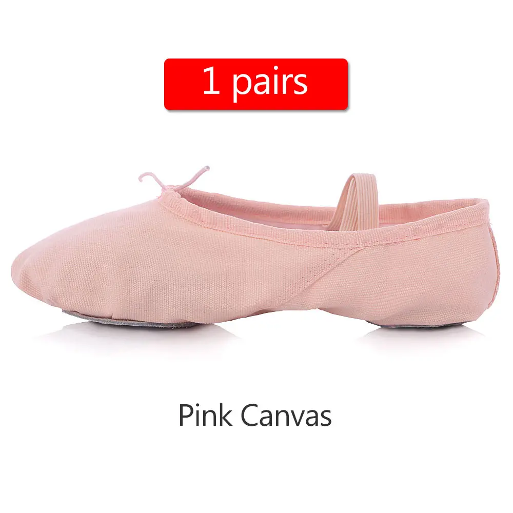 1pair pink Canvas ; балетки для девочек; женские парусиновые шлепанцы для йоги и спортзала; Танцевальная обувь для сальсы; женские балетки на плоской подошве; цвет красный, черный; размеры 24-45 - Цвет: 1pair pink Canvas