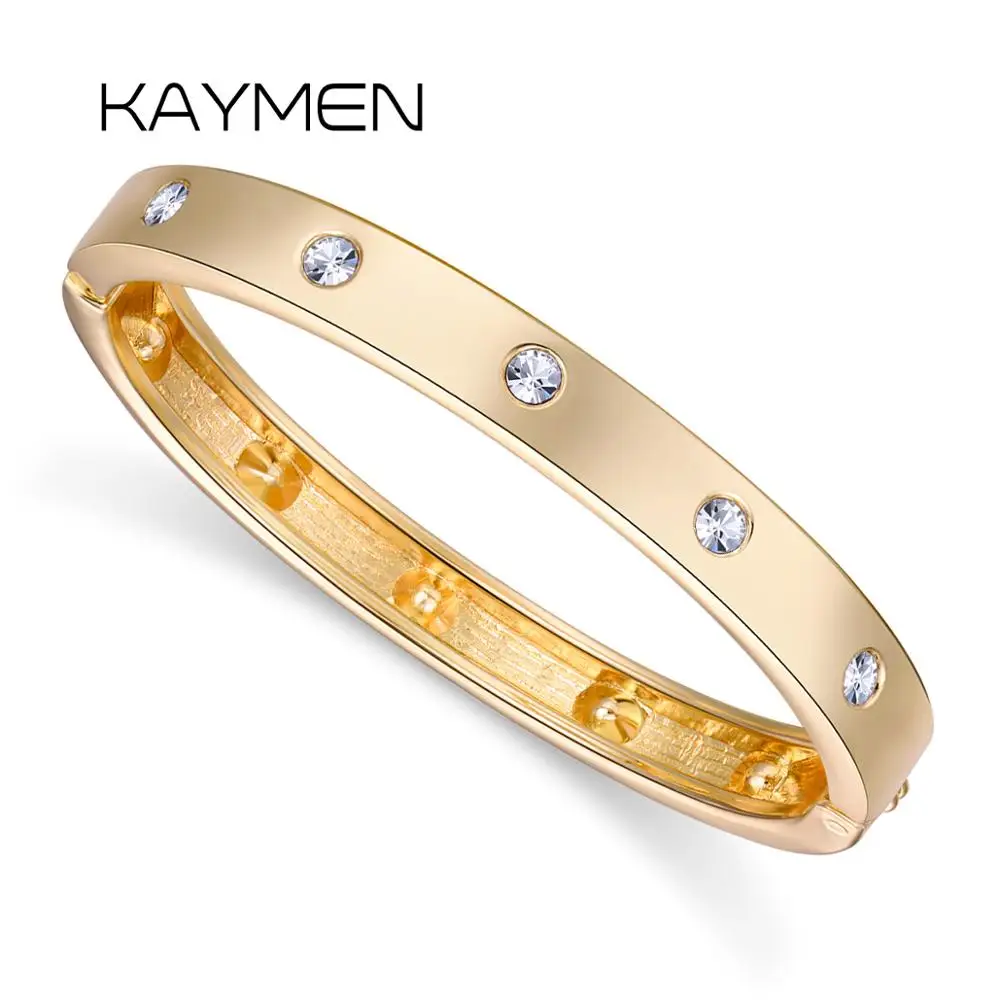 

KAYMEN Love Friendship Bangle Cuff Bracelet for Women Men, Unisex Zinc-alloy Inlaid Rhinestones Statement Nail Bangle Jewelry