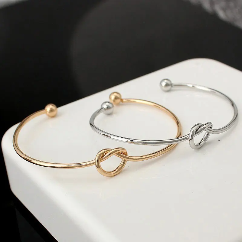 

Bangle Simple Original Design Bracelet Copper Casting Knot Opening Metal Women's Heart Shape Casual Bangle Jewelry