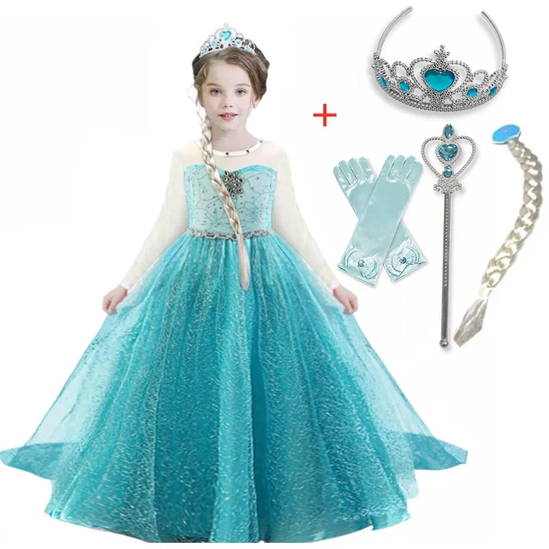 

2021 New Dress Girls Costume Cosplay Costumes Long Sleeve Halloween Children Dresses Party Princess Girl Dresses