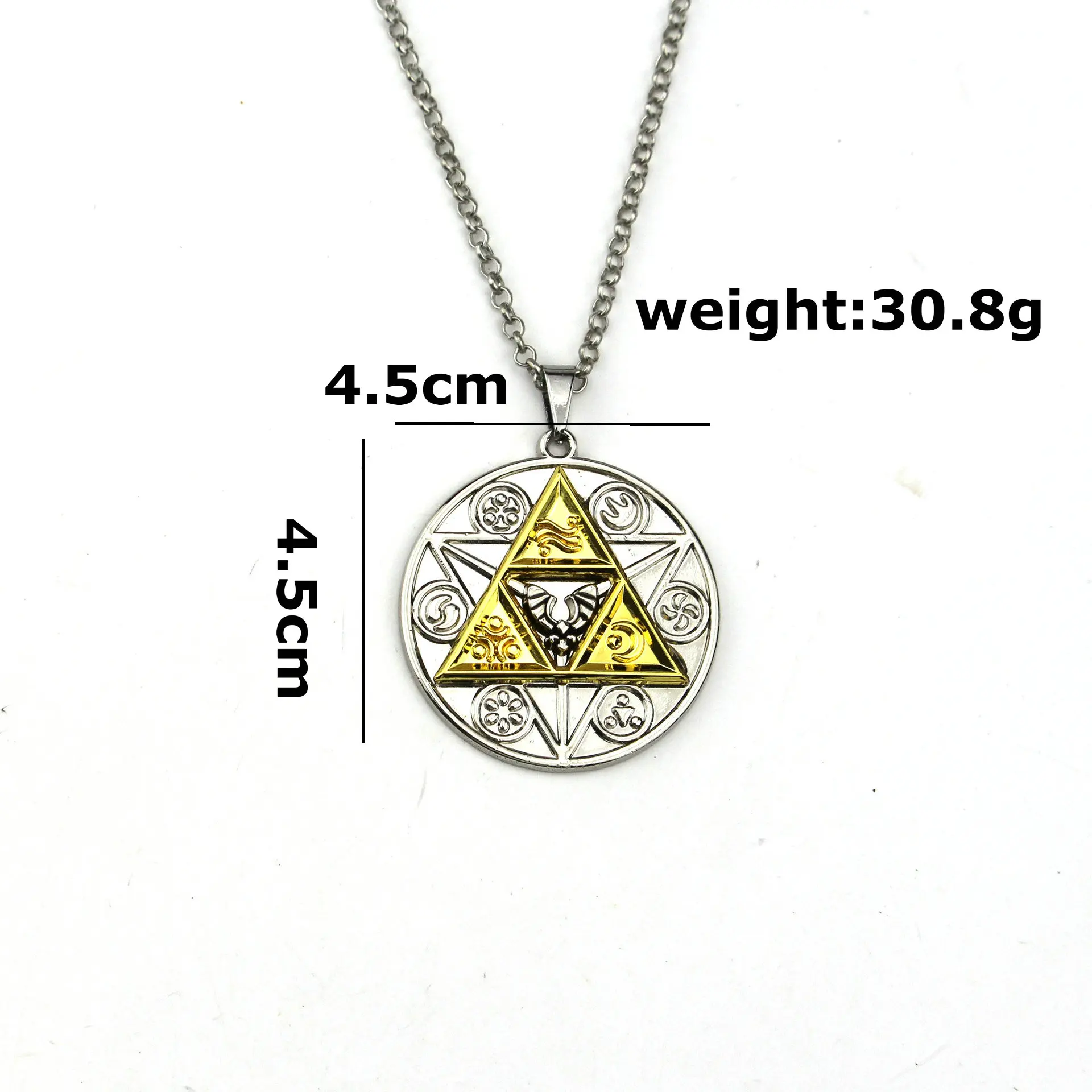 

ZXMJ Legend Of Zelda Necklace Gold colour Magic Coin Pendant Matrix Symbol Round Fashion Game Link Chain For Men Jewelry Gifts