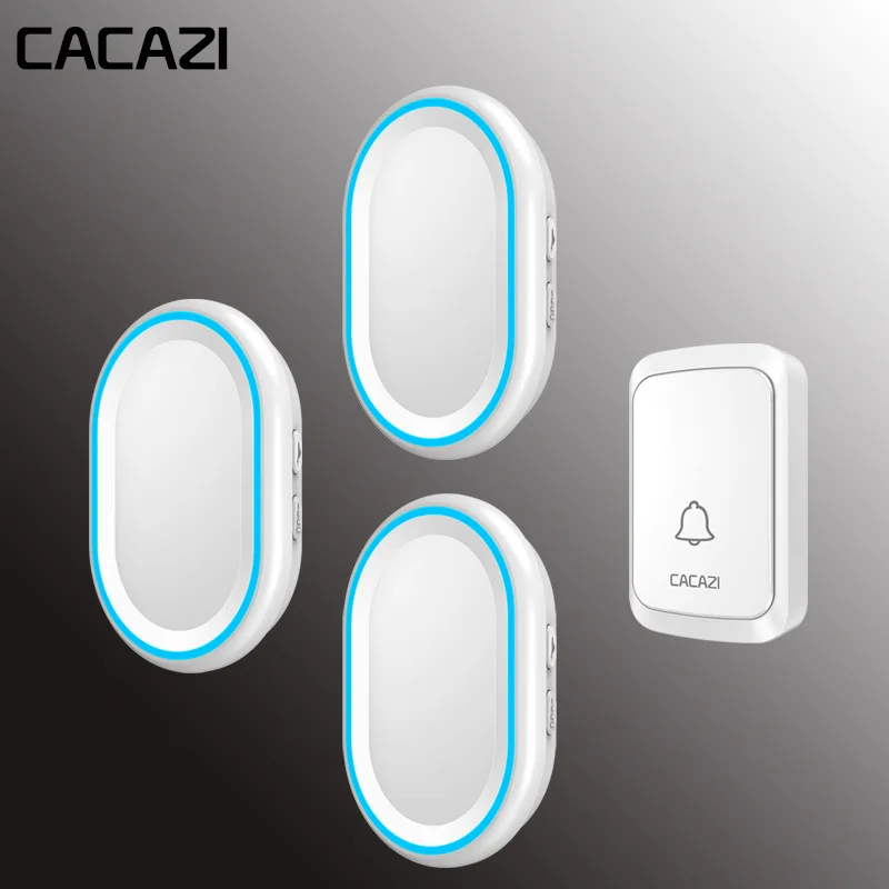 CACAZI Беспроводной дверной звонок интеллигентая(ый) дверной звонок светодиодный Ночной светильник 300 метрового дистанционного Водонепроницаемый Батарея дома вызова 58 Ловец снов 300 м Диапазон - Цвет: white 1x3