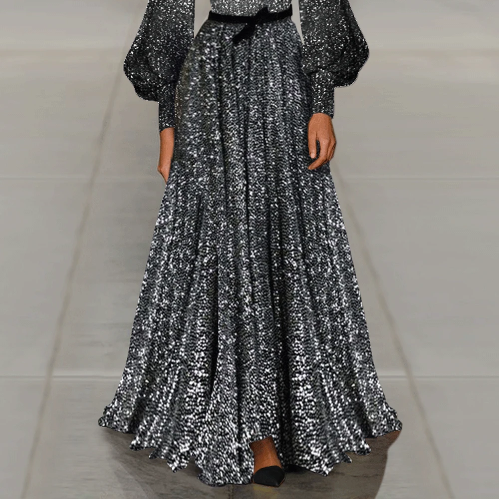 Платье-макси в пол с длинным рукавом и вырезом-лодочкой | Женская одежда