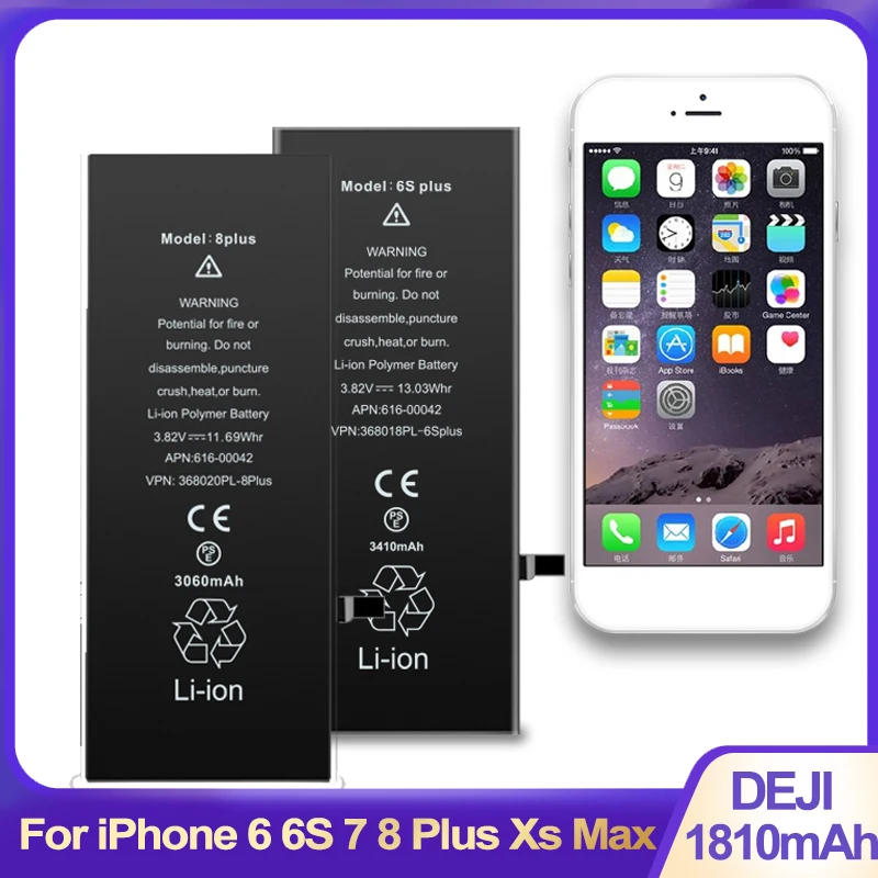 

Battery For iPhone 6 6S 7 8 Plus Xs Max 6Plus 7Plus 8Plus iPhone6 iPhone7 iPhone8 Replacment Lithium Polymer Bateria