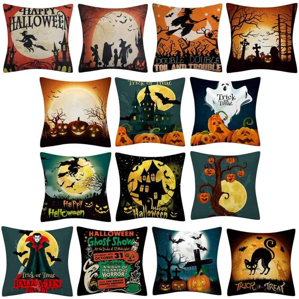 Чехол на хэллоуин искусственная подушка 45x45 тыква призрак черная чехол