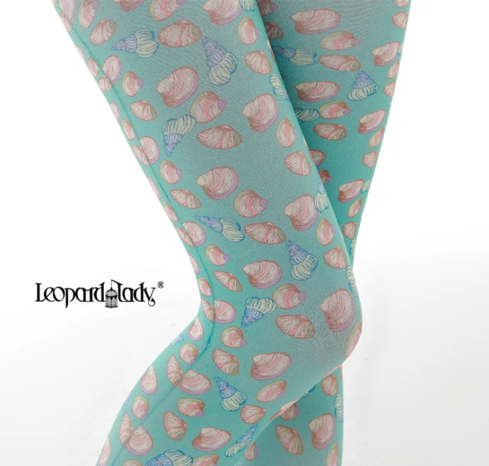 New designs womens creative conch printing stockings sea snail patterned tights