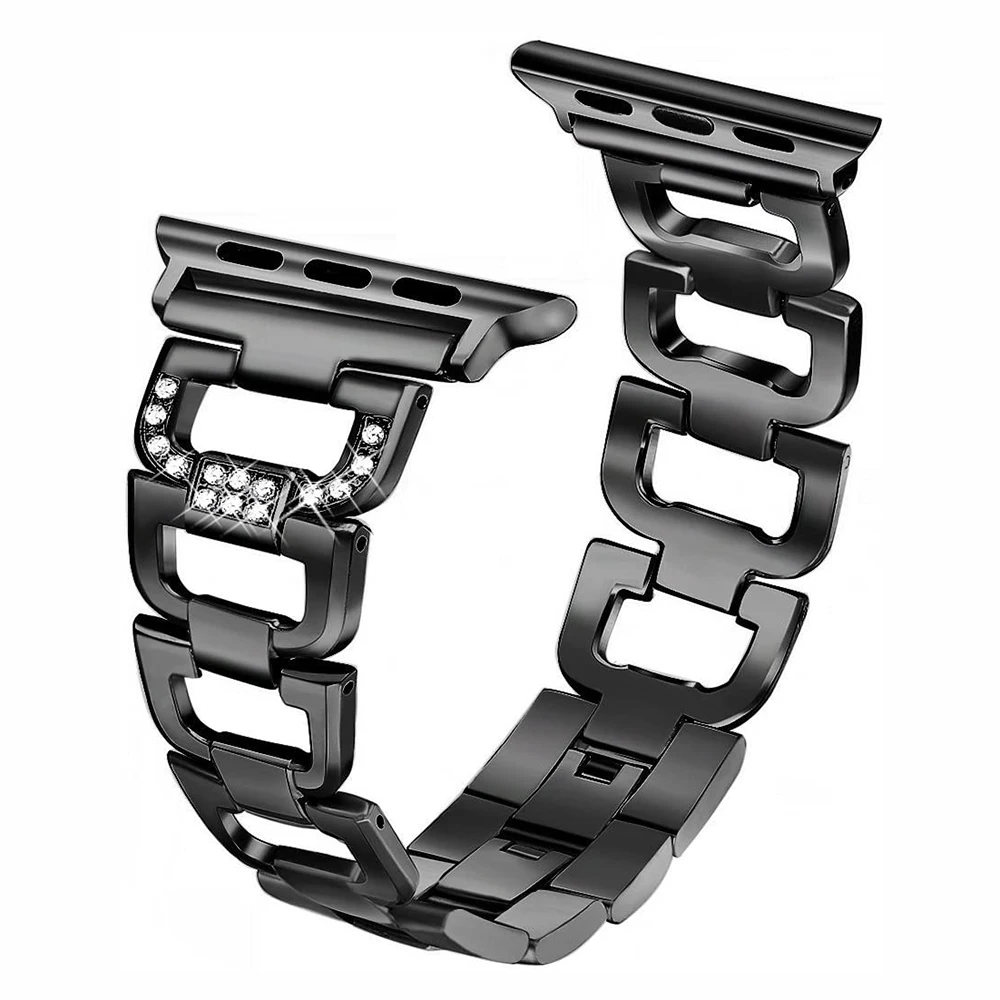 

Ремешок из нержавеющей стали для iWatch Series 654321 SE Женский, Ювелирное Украшение для наручных часов, подходит для Apple Watch 38 мм 40 мм 42 мм 44 мм