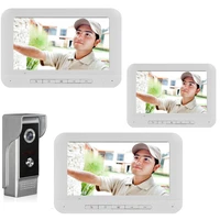 3 units apartment video door intercom 7inch monitor video doorbell door phone speakphone camera intercom system