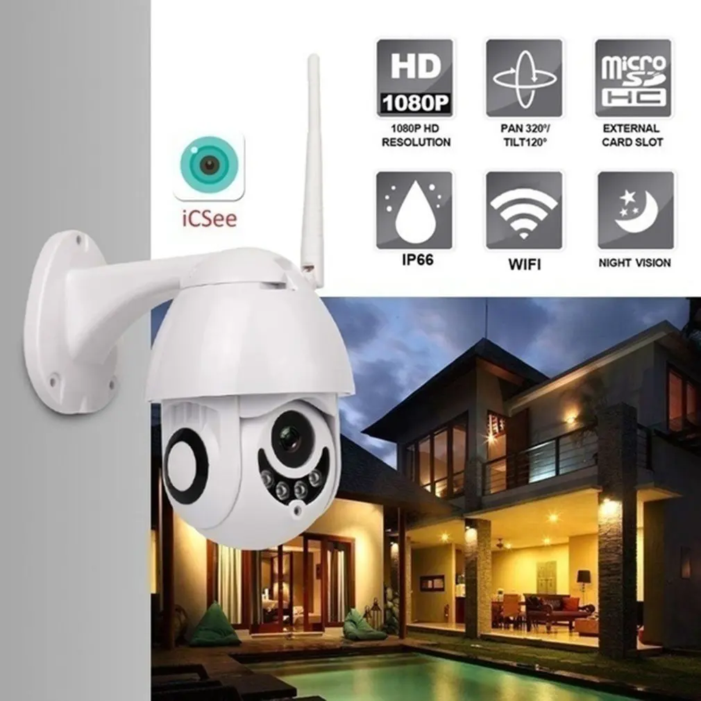 

1080P H.265 Speed Dome Outdoor WiFi Wireless Pan Tilt IP Camera 2 Way Audio SD Card IR Vision IP ONVIF Video Surveillance