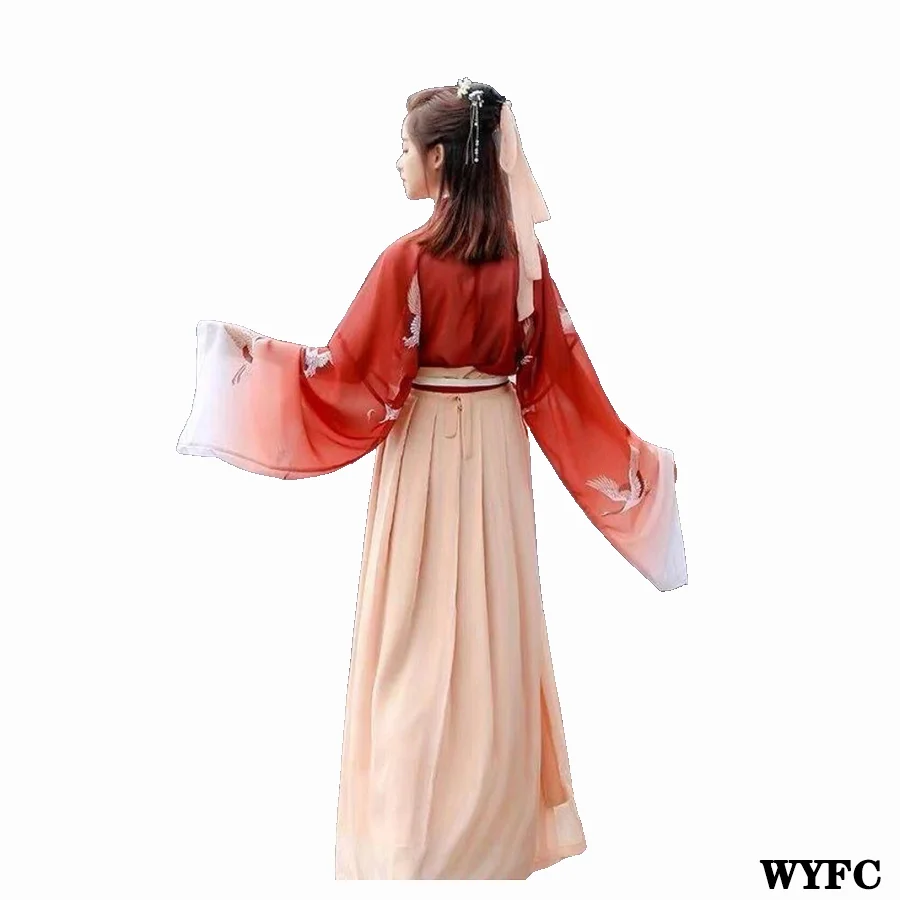 Женская одежда Hanfu по низкой цене женское платье с перекрестной горловиной и