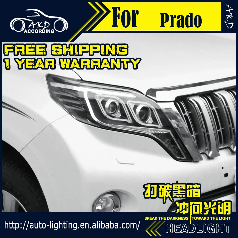 AKD автостайлинг фары для Toyota Prado LC150 2014 2016 светодиодный ные DRL D2H Hid Angel Eye сигнал Bi Xenon