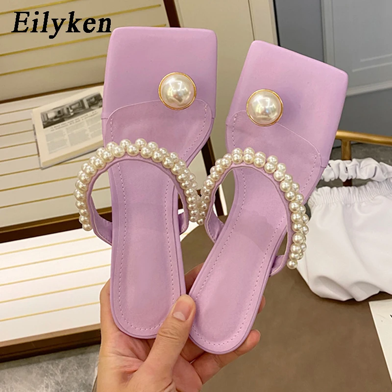 Eilyken Fashion String Bead Design Summer Slippers Flip Flops For Women Clip Toe Sandals Ladies Low Heel Party Dance Shoes | Обувь