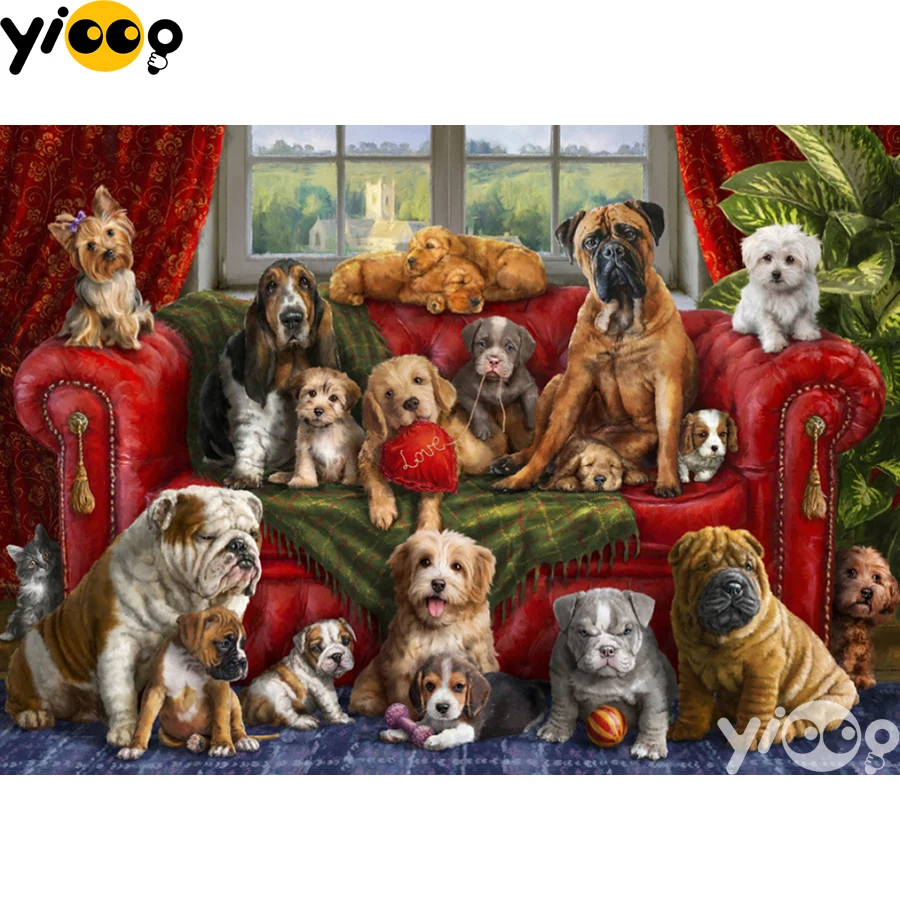 

Full Square/Round Drill Diamond Painting Cross Stitch Embroidery Christmas Puppy Family Rhinestone Mosaic Home Decor Gift BX2220
