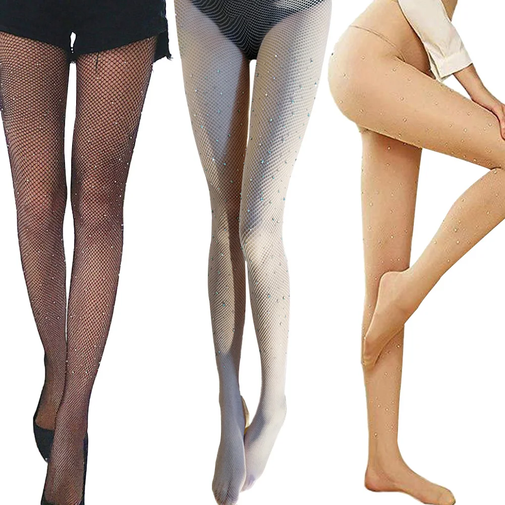 

Stunner Tights Women Stocking Rhinestone Collant Femme Lenceria Diamond Transparent Fishnet Stockings Pantyhose Diamond Party