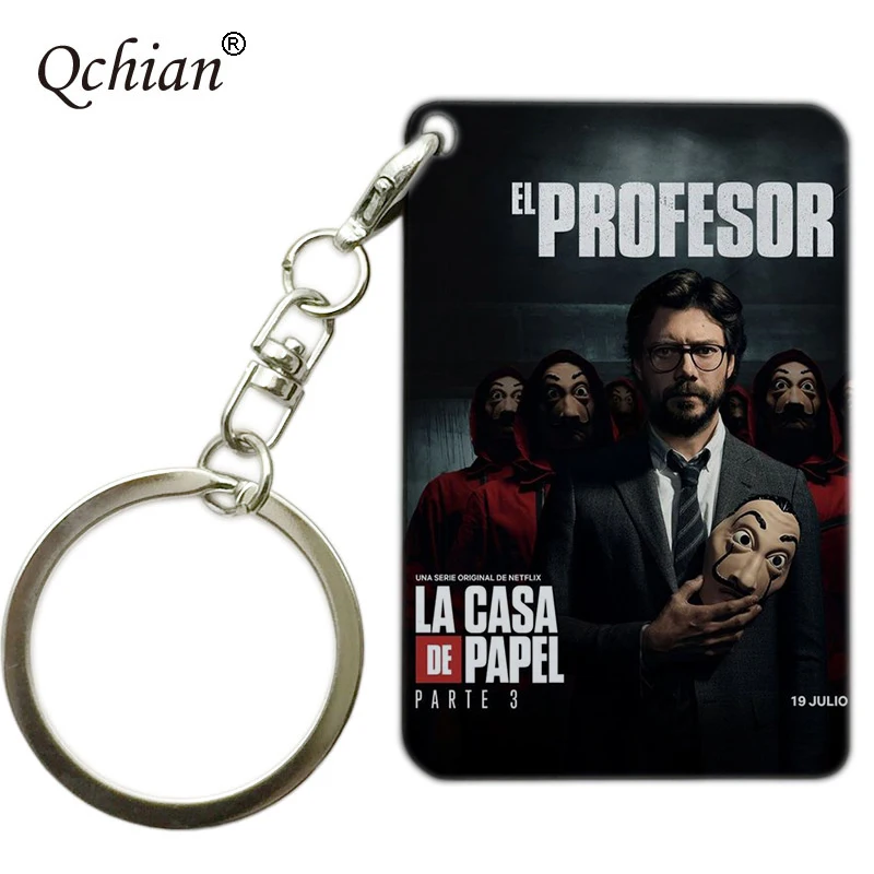 TF95-K-50 ТВ шоу House Of paper брелки для ключей деньги кража брелок La casa de papel chaviro для женщин и мужчин модные ювелирные изделия bella ciao музыкальная шкатулка - Цвет: TF95-K-50