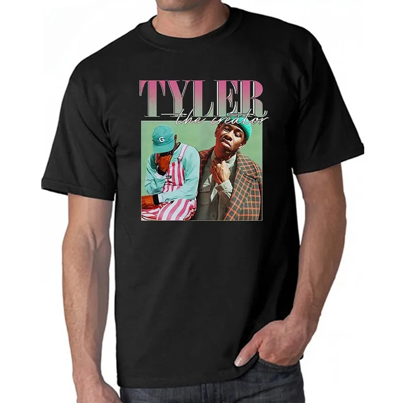 

Tyler The Creator Rap Singer 2Pac Funny Tshirts Men Women Unisex Black Tshirt Retro Graphic Goth Clothes Cotton T-shirt Tees 90s
