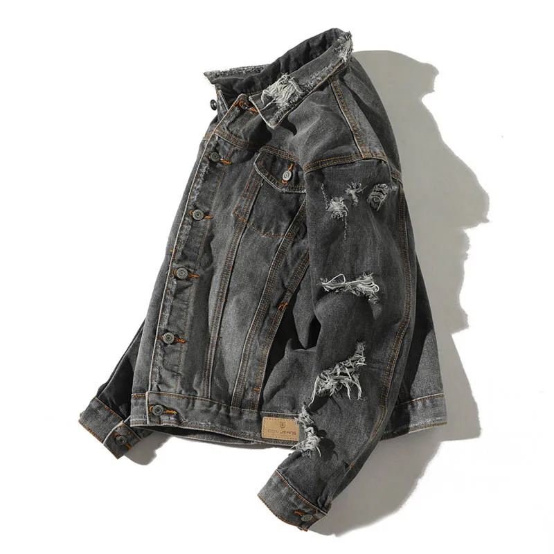 Новая модная мужская джинсовая куртка с длинным рукавом весенним и осенним