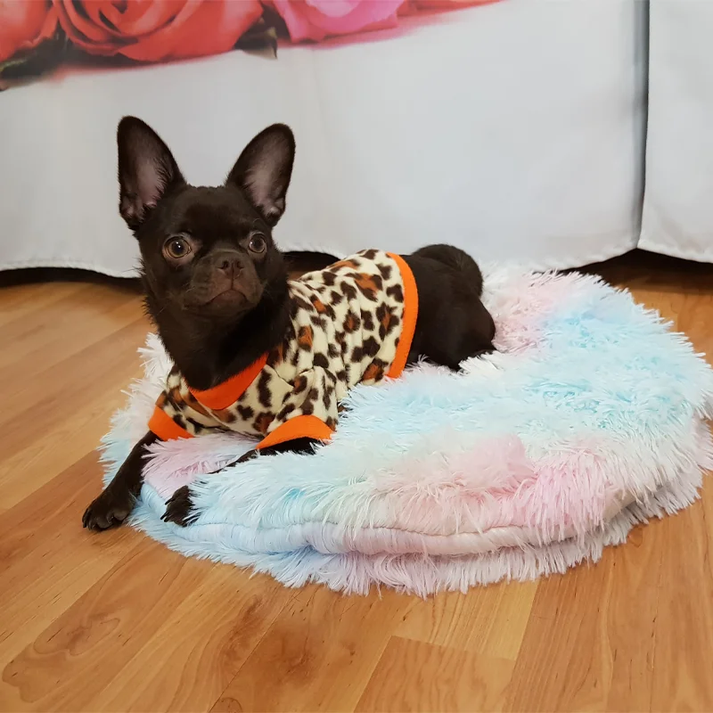 Длинный плюшевый коврик для собак круглый мягкий пушистый спальный кошек