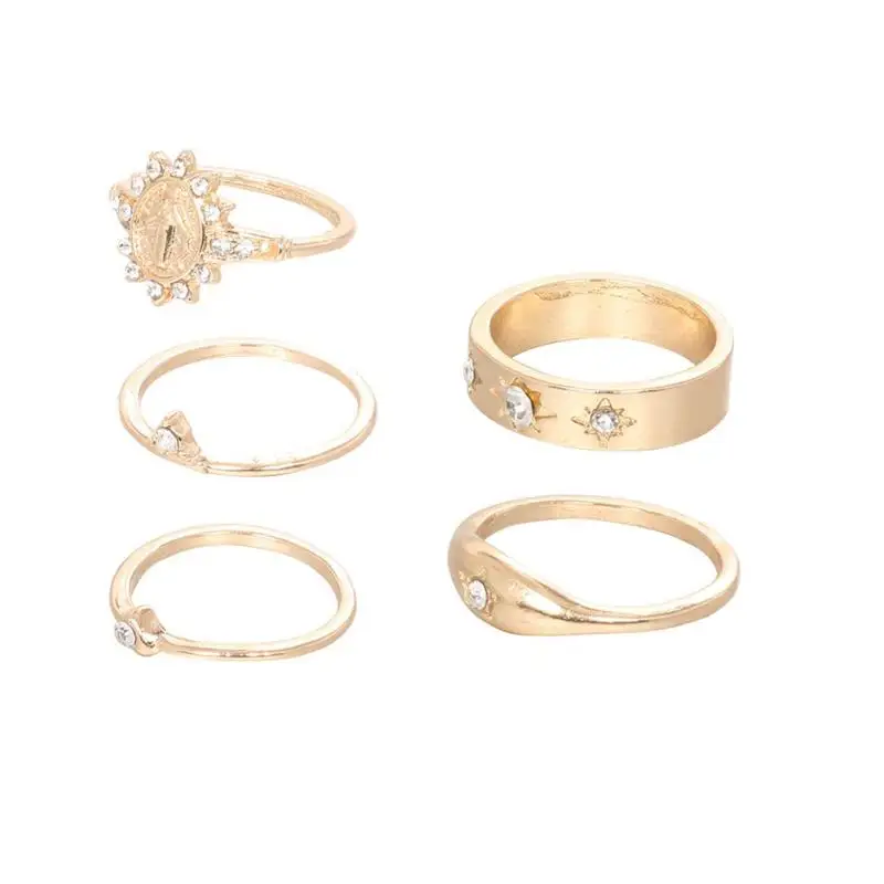 5 шт. модное сердце стразы кольцо звезда палец для женщин ювелирное изделие