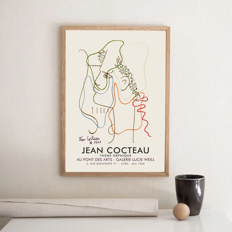 

Jean Cocteau Frence Abstract Artist Canvas Painting Prints Galerie Lucie Weill 1960 Exhibition Wall Picture Deco Poster Galleryr