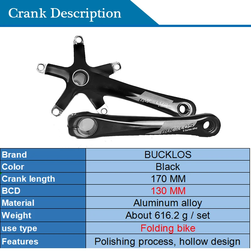 

130 BCD Crankset Aluminum alloy 170mm Crank Set ultralight For Folding Bicycle Chainwheel 50T 52T 54T 56T 58T Chainring