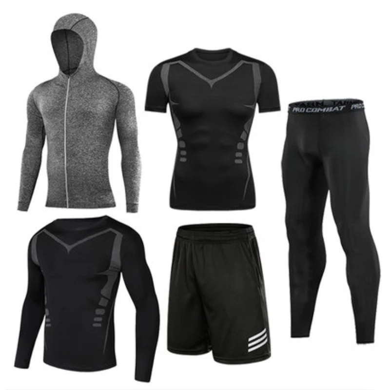 

Новинка 2021, мужская спортивная одежда, Джерси с коротким рукавом, тренировочный компрессионный костюм, спортивный костюм для спортзала, эла...