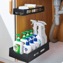 Carbon Steel Wall-mounted Storage Rack Kitchen Corner Gap Spices Shelf Cabinet Under Sink Organizer Drawer Space Saving Holder