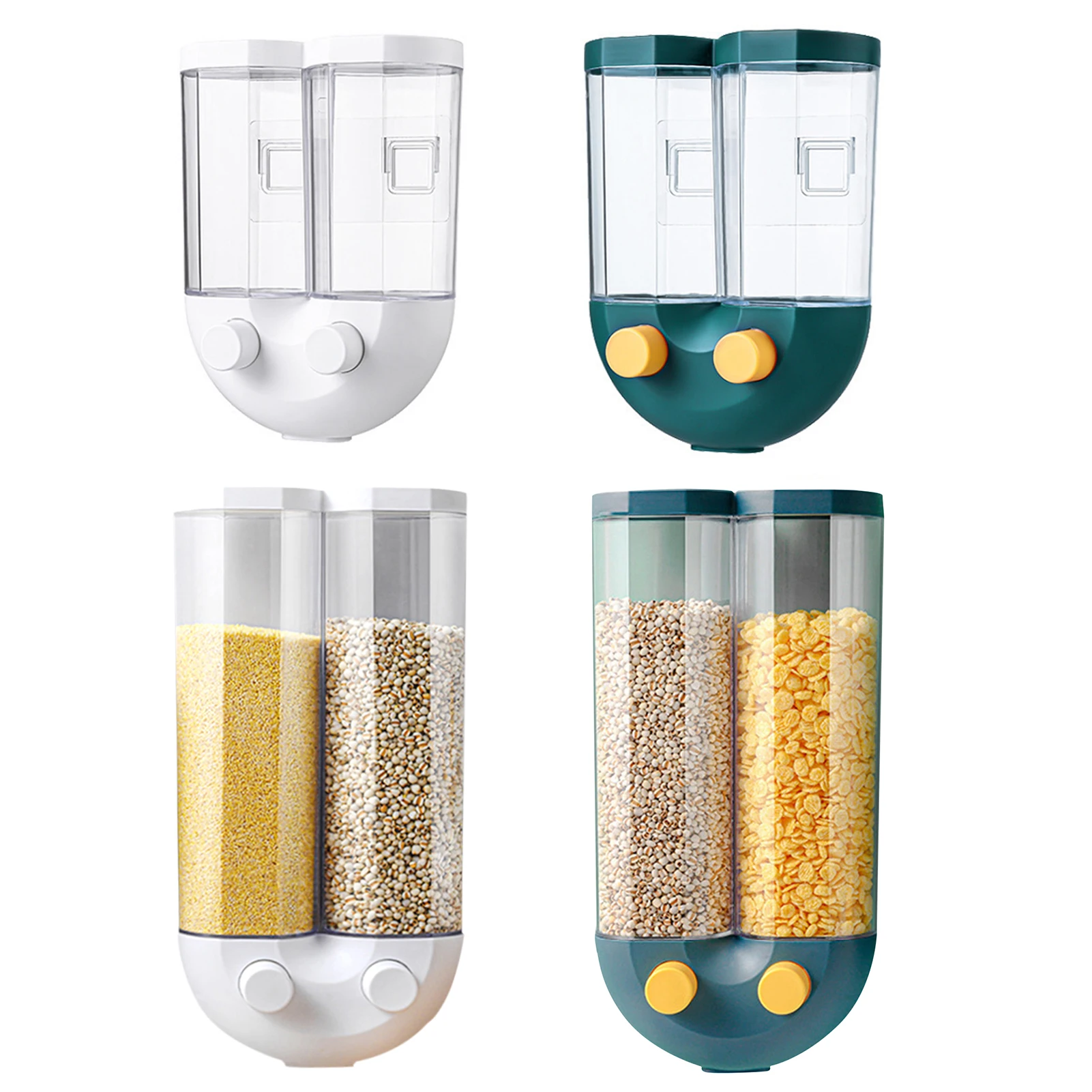 

1.3L/2.5L Wall Mounted Press Cereals Dispenser Grain Storage Box Dry Food Container Organizer Kitchen Accessories Tools