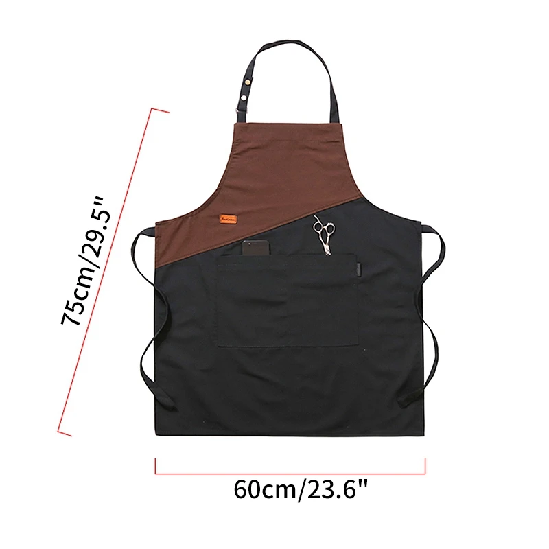 

Kitchen Canvas Apron Unisex Kitchen Chef Work Apron with Pockets Adjustable Barber Coffee Shop Restaurant Beauty Nails Uniform