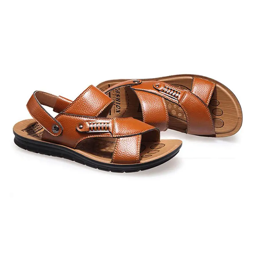 

Men Sandals Summer Genuine Leather Roman Sandals Male Casual Shoes Beach Flip Flops Men Fashion Outdoor Slippers Shoes