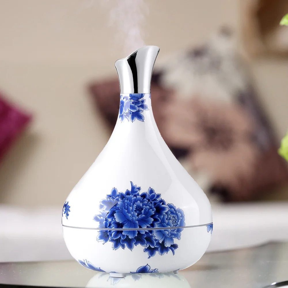 Большой Ёмкость синий и белый фарфор увлажнитель диффузор для эфирных масел