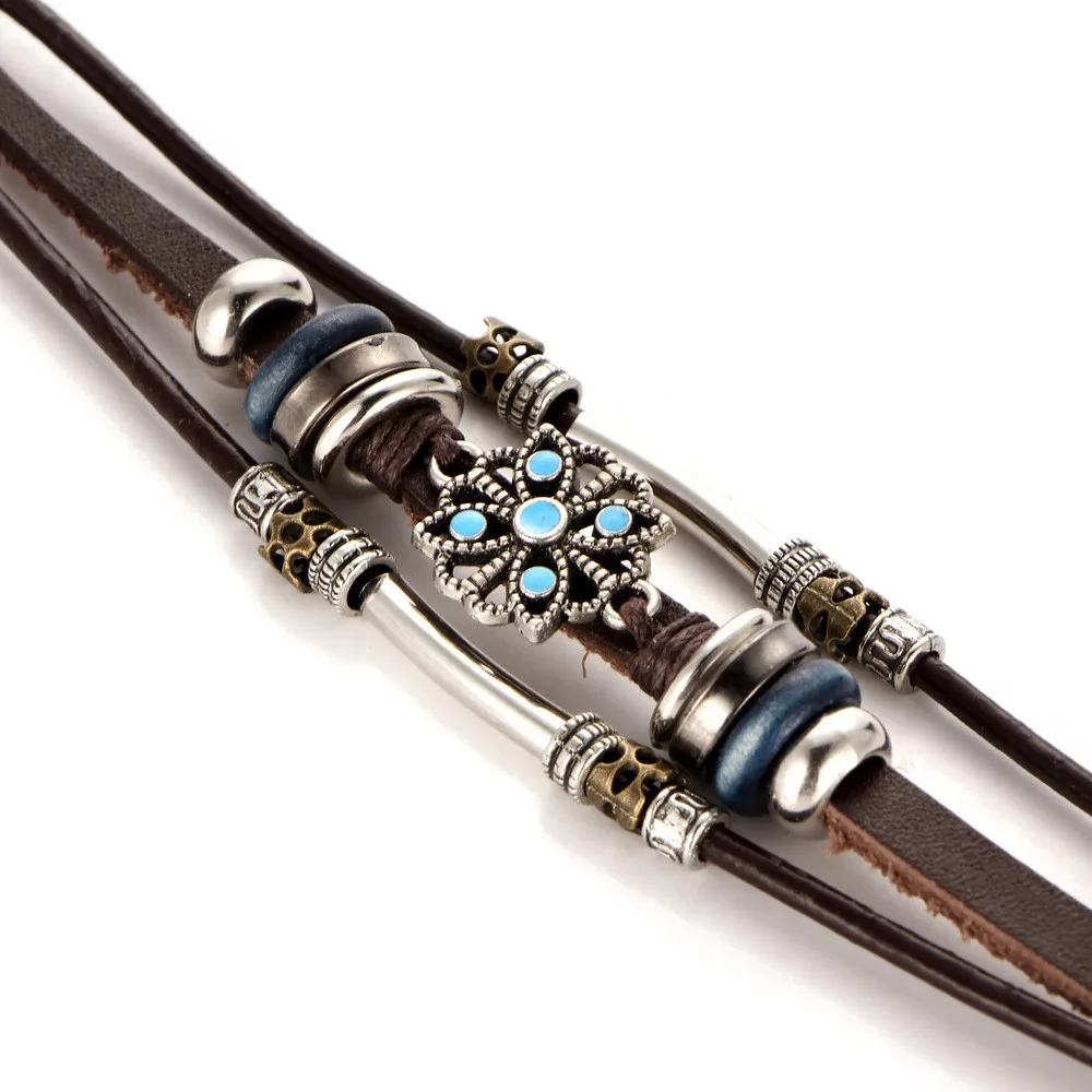 Кожаный браслет креативная Ретро панковские Серьги со вставками в форме овала