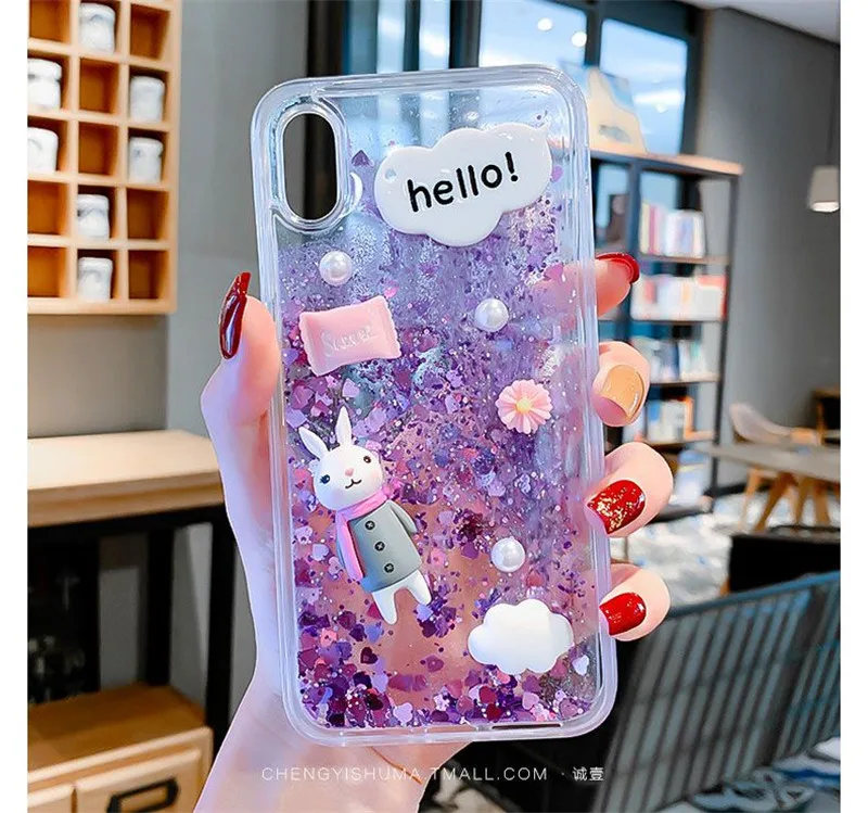 Чехол для samsung Galaxy M30 A10 A30 A50 A70 S10 S9 S8 плюс J8 J6 J4 J5 J3 PRO Note 9 8 J530 J330 «милый кролик» с изображениями искрящихся влажным блеском - Цвет: 202