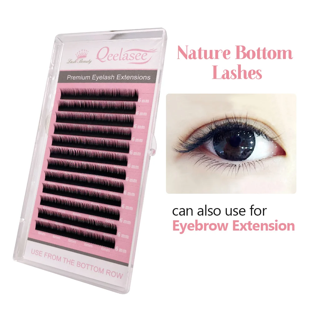 Qeelasee Bottom Lashes Under Eyelash Extensions 5mm 6mm 7mm Short Eyebrow Makeup Maquillaje Cilios | Красота и здоровье