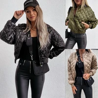 2021 autumn and winter new fashion solid color short zipper jacket cotton jacket