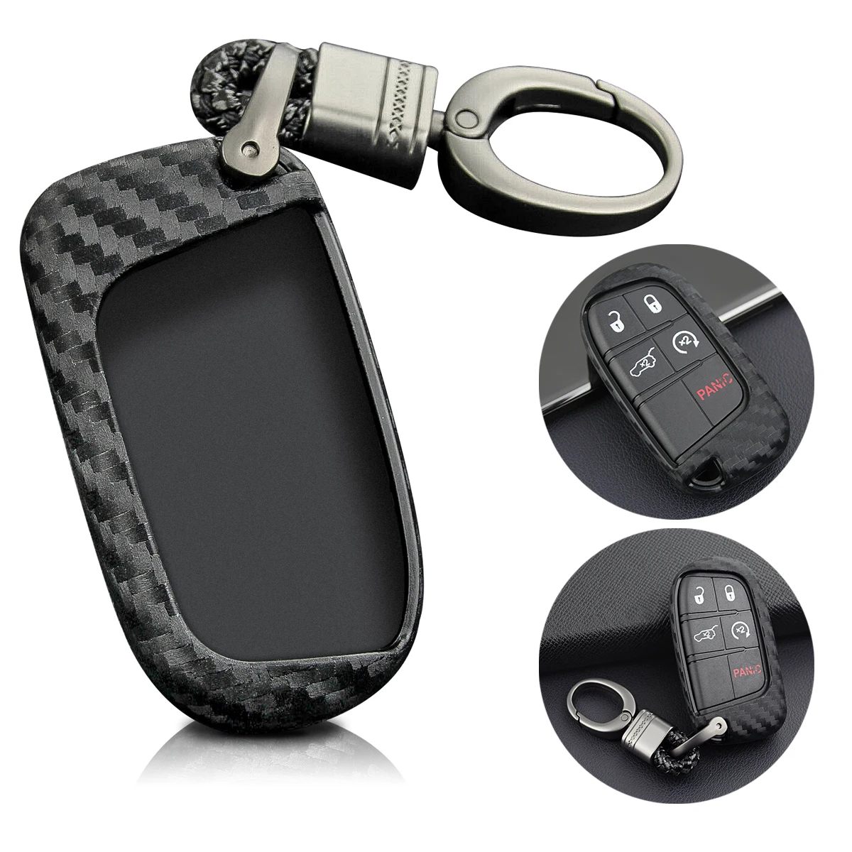 Автомобильный чехол для ключей из углеродного волокна брелок Jeep Dodge Chrysler