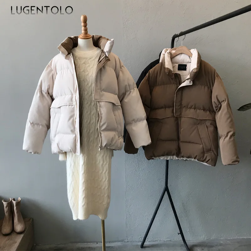 Lugentolo Женское пальто Зимняя парка уплотненная теплая куртка свободная новинка