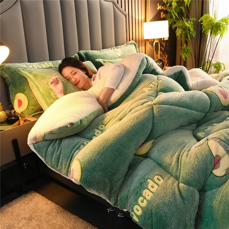 

2021 New Printed Snow Fleece Lamb Velvet Winter Quilt Winter Warm Quilt Gift Thickened Winter Quilt Core