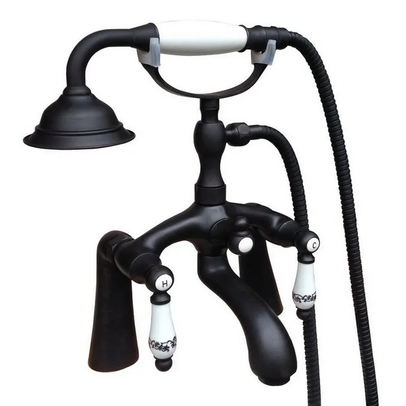 Черный Масло втирают бронзовую ванну клавфут смеситель кран ручная насадка для