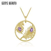 gems beauty 18k gold filled 925 sterling silver for women necklace angel feather handmade with natural amethyst necklace