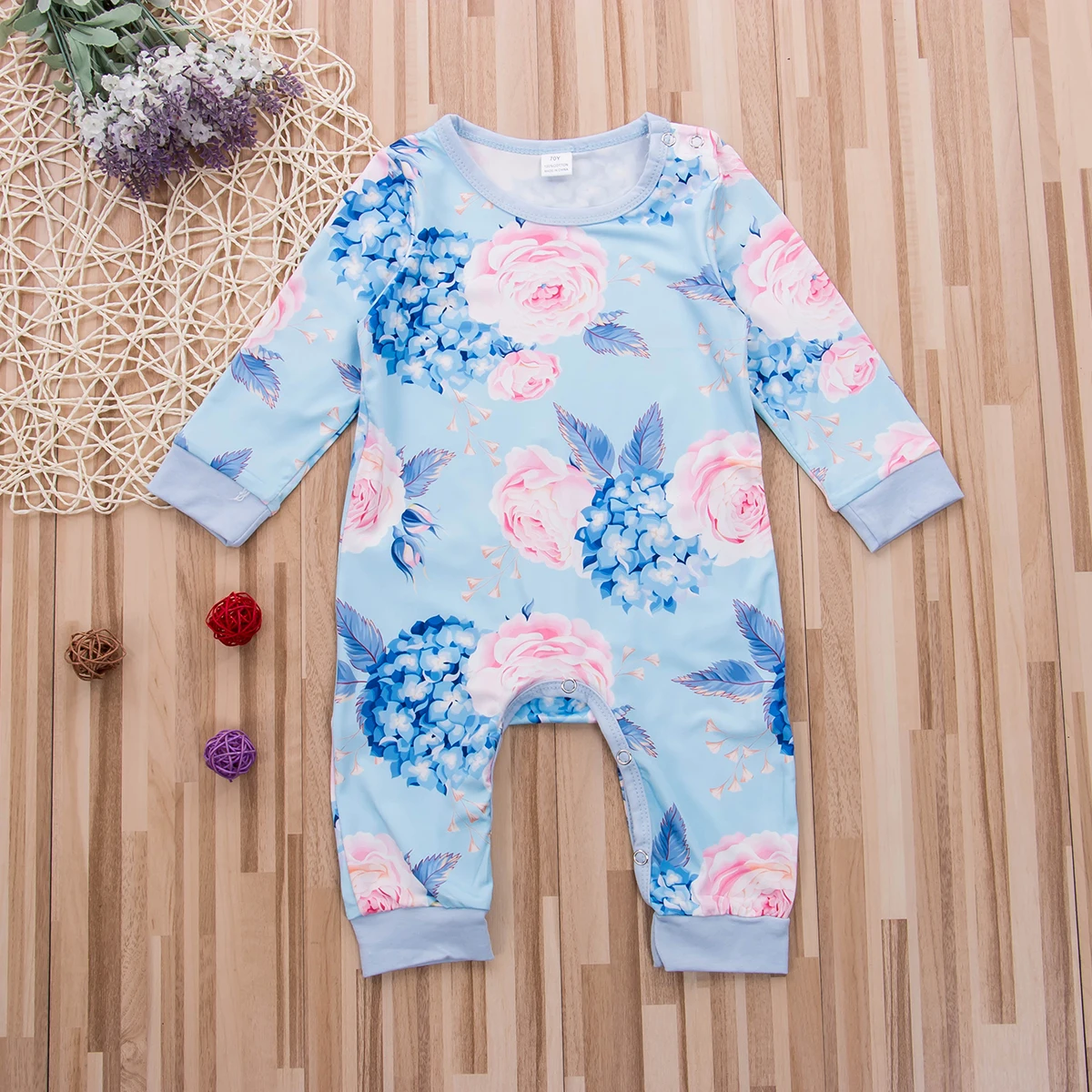 

2021 Newborn Infant Baby Girl Floral Romper Long Sleeve Jumpsuit+Headband Clothes Fashion Casual Outfit 6-24M