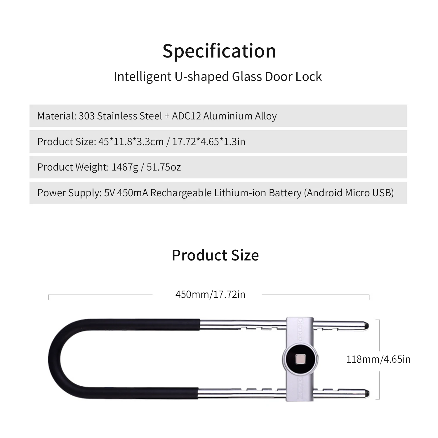 U образный замок со сканером отпечатков пальцев интеллектуальный с приложением BT