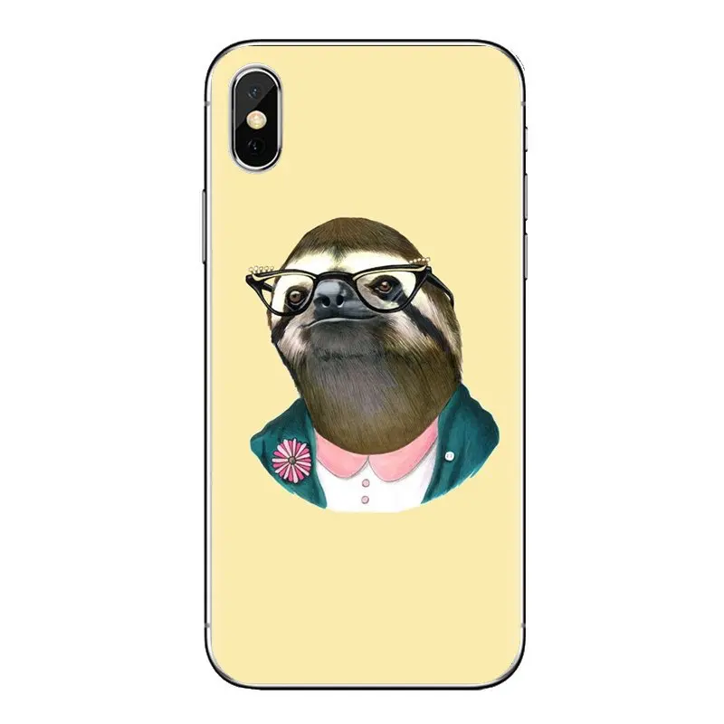 For iPod Touch Apple iPhone 4 4S 5 5S SE 5C 6 6S 7 8 X XR XS Plus MAX Cartoon Sloth Poster Transparent Soft Cases Covers |