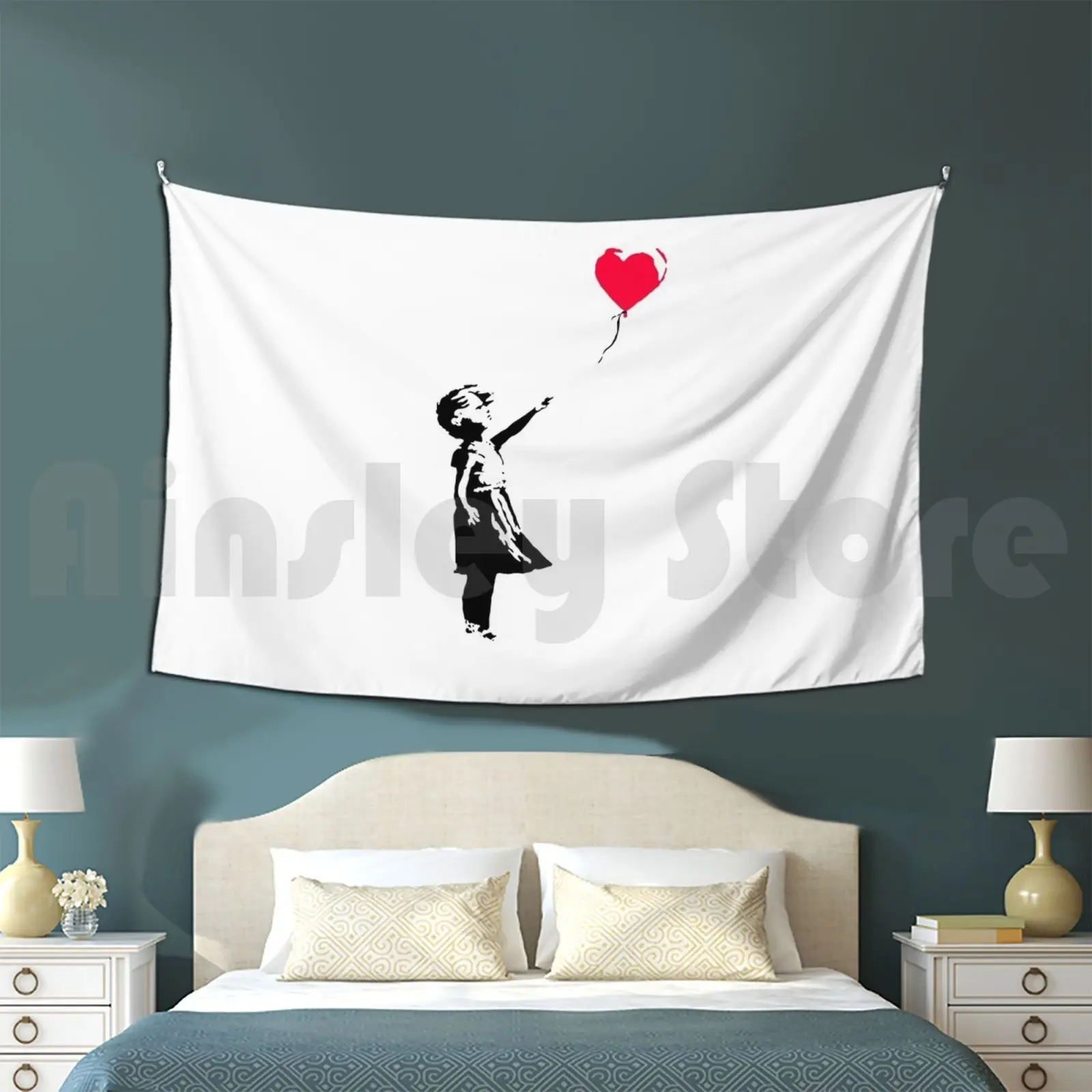 Гобелен Бэнкси девушка с воздушным шаром измельченный художественный трафарет