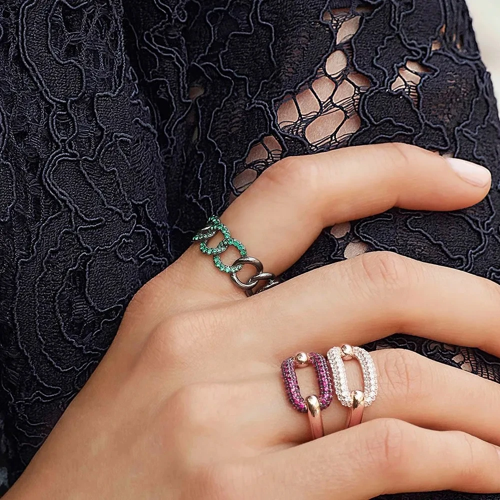 Модное очаровательное кольцо из стерлингового серебра копия 1:1 розовое и белое с